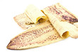 Mashed squid on a white background