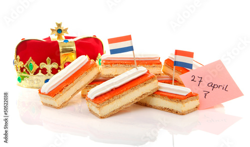Photo: Typical Dutch tompouce sweet with crown Typical Dutch tompouce sweet with crown