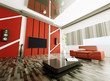 Modern living room with lcd interior 3d