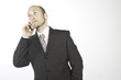Businessman holding a conversation.