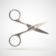 Pair of chrome metal vector nail scissors