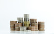 Thai coins baht on white background