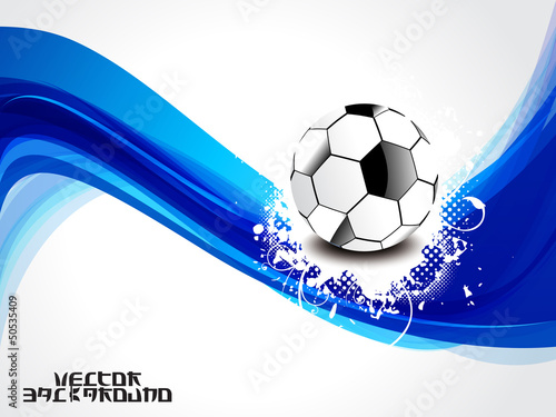 Vector: abstract blue wave background with football abstract blue wave background with football