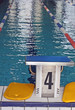 Olympic swimming pool with lanes bowbefore the race