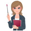 ビジネスウーマン Smart female lecturer smiling with pointer stick