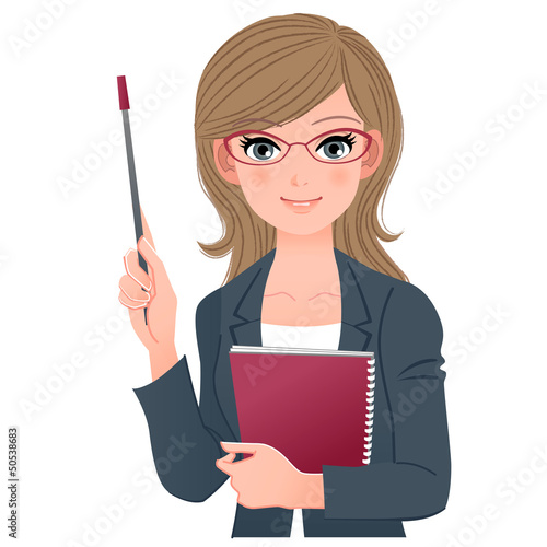 Vector: ビジネスウーマン Smart female lecturer smiling with pointer stick ビジネスウーマン Smart female lecturer smiling with pointer stick
