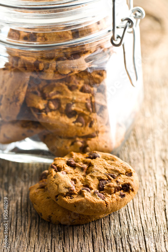 Photo: chocolate cookies on kitchen table chocolate cookies on kitchen table
