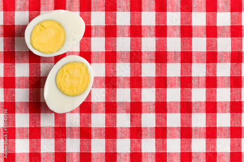 Photo: two halves of a boiled egg two halves of a boiled egg