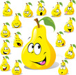 Vector: pear cartoon with many expressions pear cartoon with many expressions