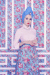 Elegant lady on floral background