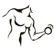 Sketch of man with dumbbell