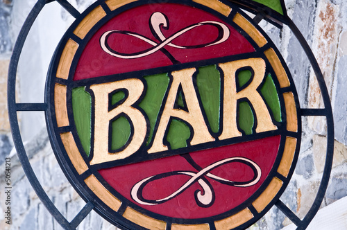 Photo: Enseigne bar vitrail rétro Enseigne bar vitrail rétro
