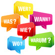 Sprechblasen W-Fragen bunt