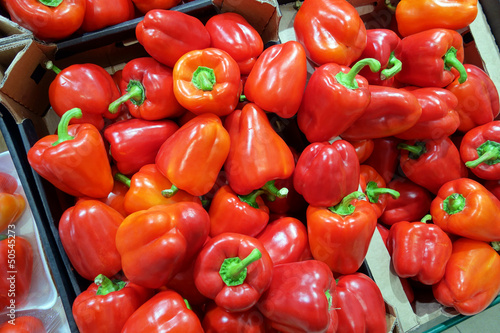 Photo: Red Peppers in supermarkets Red Peppers in supermarkets