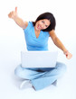Woman with laptop computer.