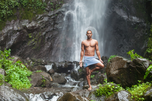 Photo: Handsome man at waterfall Handsome man at waterfall