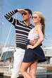 happy young couple in port