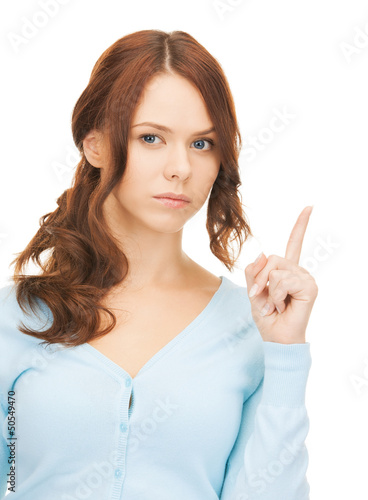 Photo: woman with finger up woman with finger up