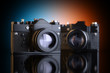 Two Black Vintage Film Photo-Cameras