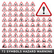 Triangular Warning Hazard Symbols. Big red set