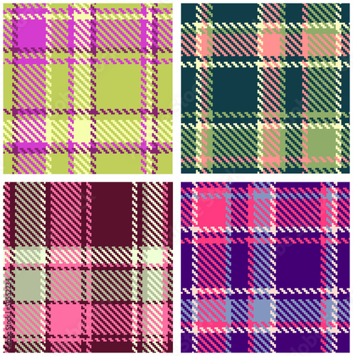 Vector: Set of Seamless Checkered Vector Plaid Pattern Set of Seamless Checkered Vector Plaid Pattern