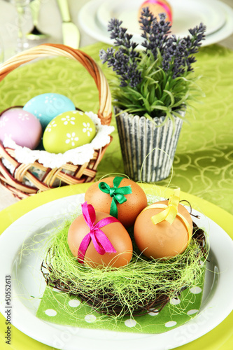 Photo: Easter table setting, close up Easter table setting, close up