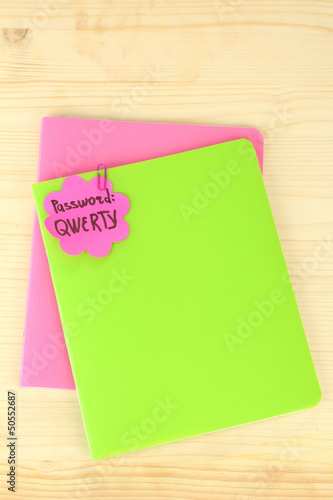 Photo: Sticker-reminder with most popular password, Sticker-reminder with most popular password,