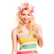 junge Frau mit Tulpenkopfschmuck