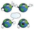 Collection of bored Earth globes with various gestures.
