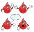 Collection of bored blood drops with various gestures.