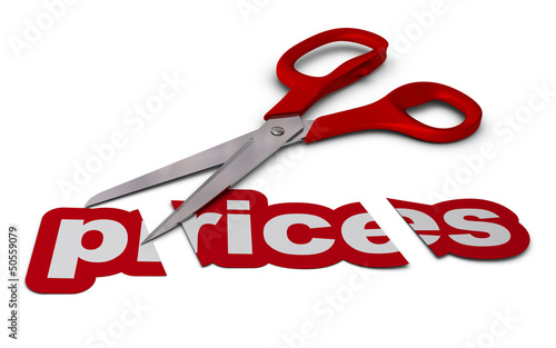 Illustration: reducing prices, price cutting reducing prices, price cutting