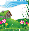 Vektor: House in a meadow House in a meadow