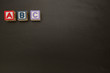 Wooden blocks spelling out abc