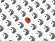 One red roofed 3d house surrounded by many