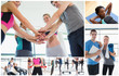 Collage of people at the gym