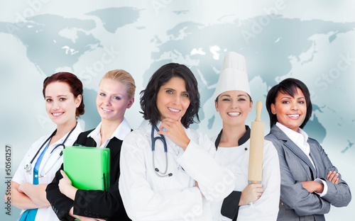 Photo: Women in different careers smiling together Women in different careers smiling together