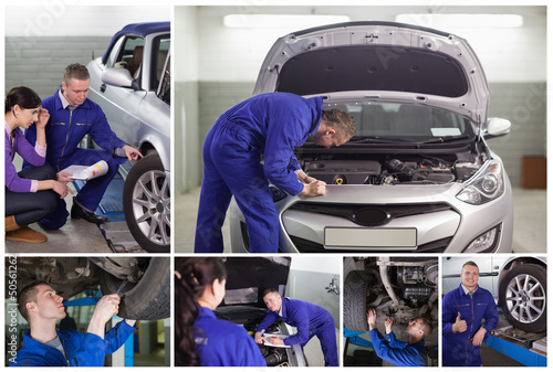 Photo: Collage of mechanics at work Collage of mechanics at work