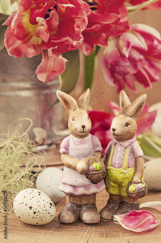 Photo: Tulip flowers and rabbits Tulip flowers and rabbits