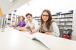 Group of students in a library