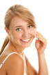 Woman removing makeup