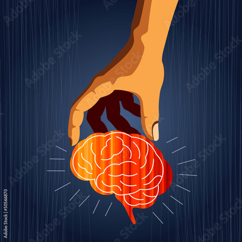 Vector: Concept illustration of protecting human knowledge. Concept illustration of protecting human knowledge.