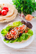  Kebab - grilled meat, bread and vegetables
