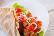  Kebab - grilled meat, bread and vegetables