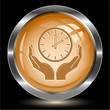 clock in hands. Internet button. Vector illustration.