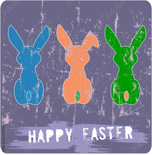 Vector: easter illustration,w.easter bunny,grungy style easter illustration,w.easter bunny,grungy style