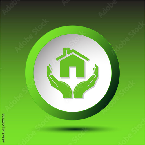 Vector: home in hands. Plastic button. Vector illustration. home in hands. Plastic button. Vector illustration.
