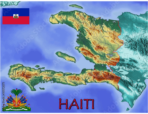 Vector: Haiti Caribbean America national emblem map symbol motto Haiti Caribbean America national emblem map symbol motto