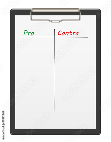 Vector: Clipboard, Pro Contra Clipboard, Pro Contra