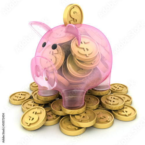 Illustration: Glass pig and coins Glass pig and coins
