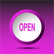 Open. Plastic button. Vector illustration.